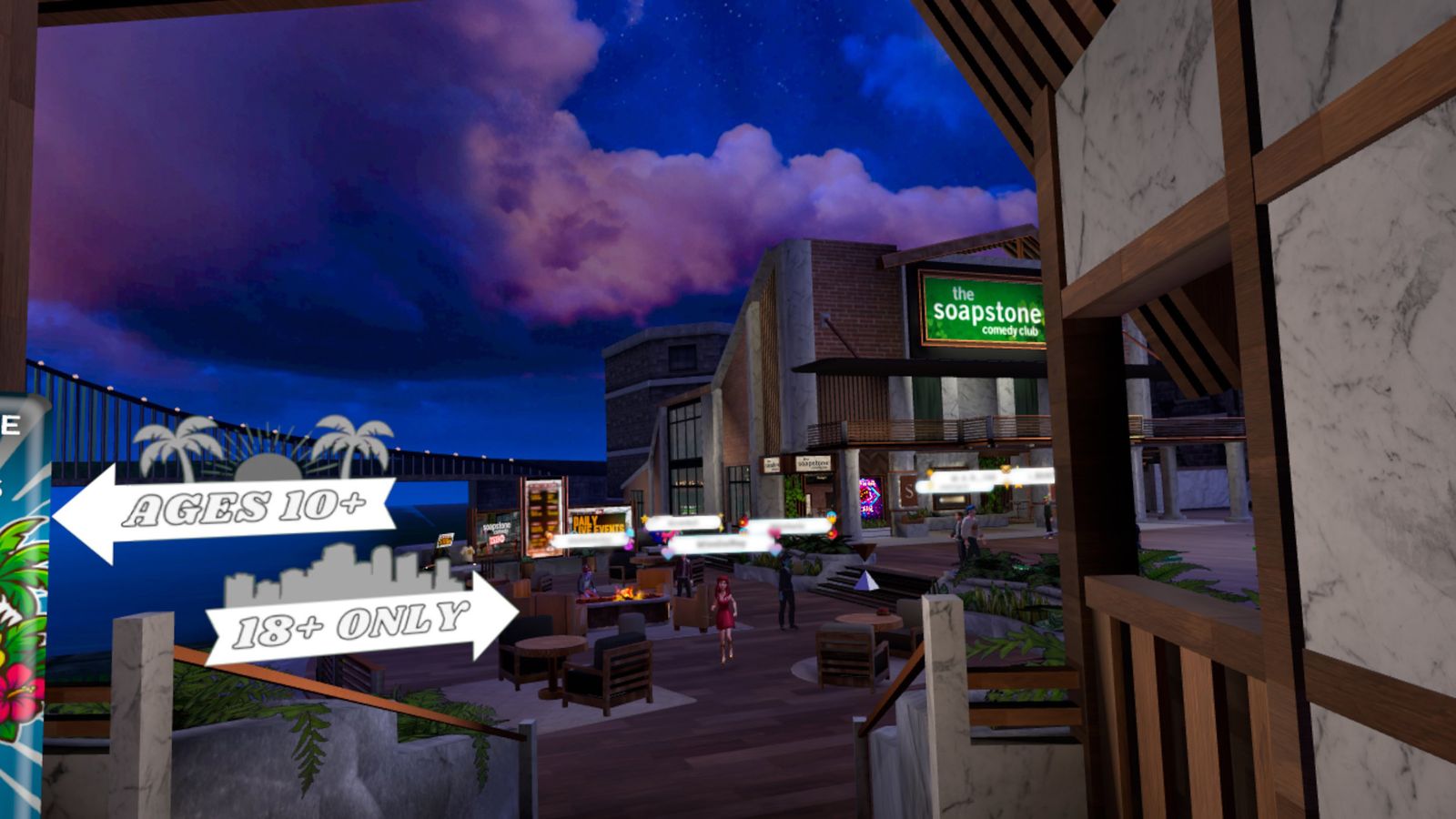 Horizon Worlds内虚拟喜剧俱乐部演出场景