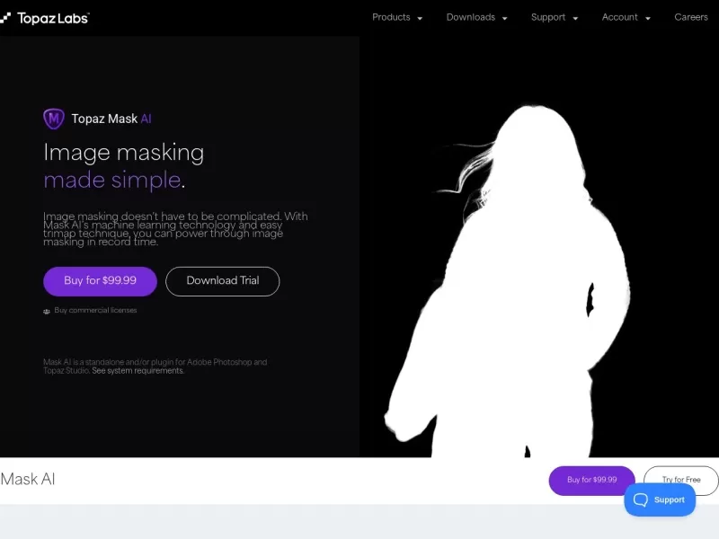 Topaz Mask AI网站截图