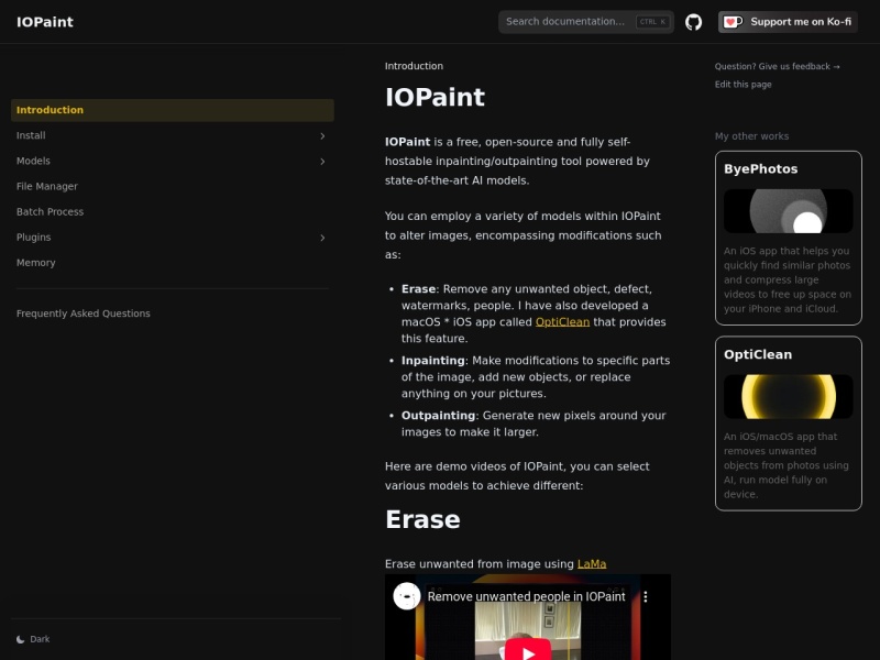 IOPaint 网站截图