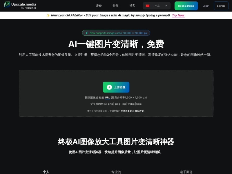 Upscale.media 网站截图