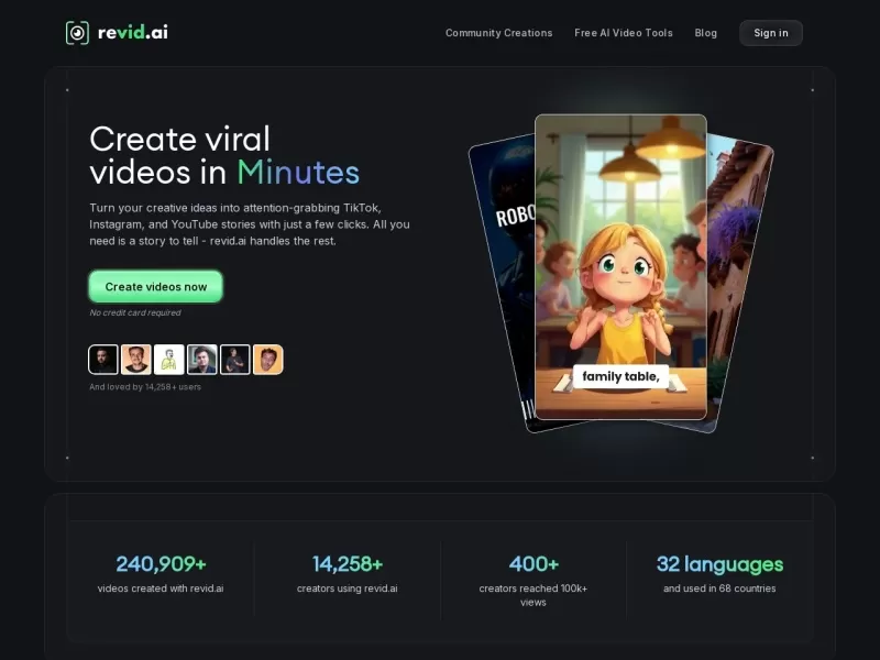 Revid AI网站截图