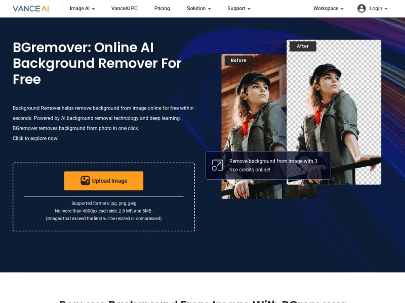 BG Remover 网站截图