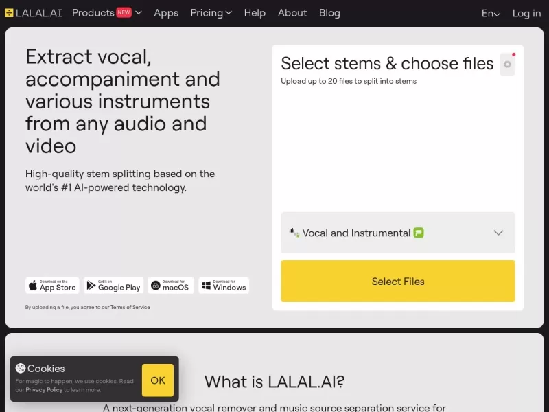 LALAL.AI网站截图