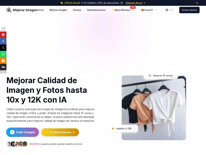 Mejorar Imagen网站截图