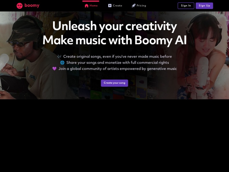 Boomy 网站截图