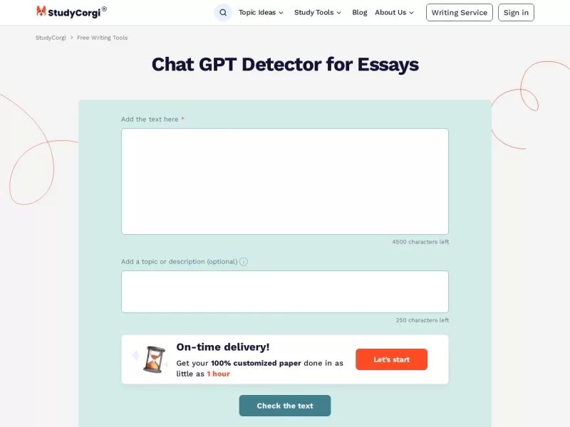 StudyCorgi ChatGPT Detector