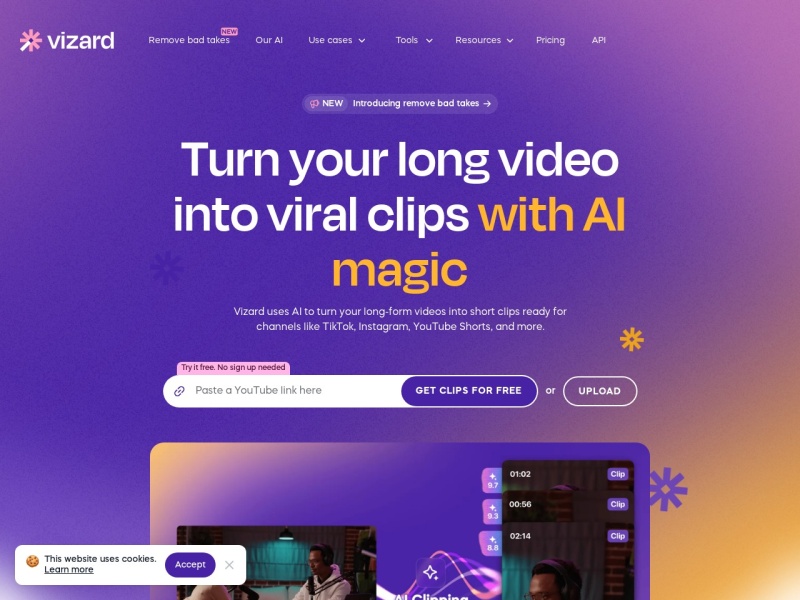 Vizard.ai 网站截图
