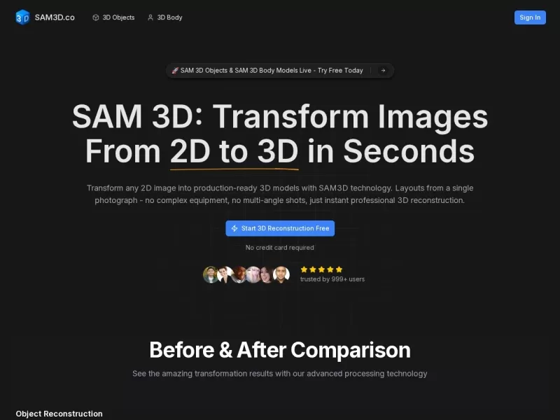 SAM 3D网站截图