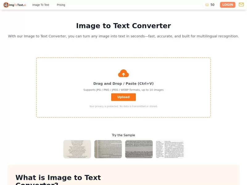 ImgToText.ai网站截图
