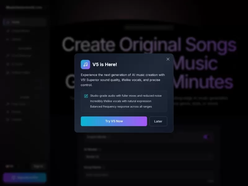 AI Music Song Generator网站截图