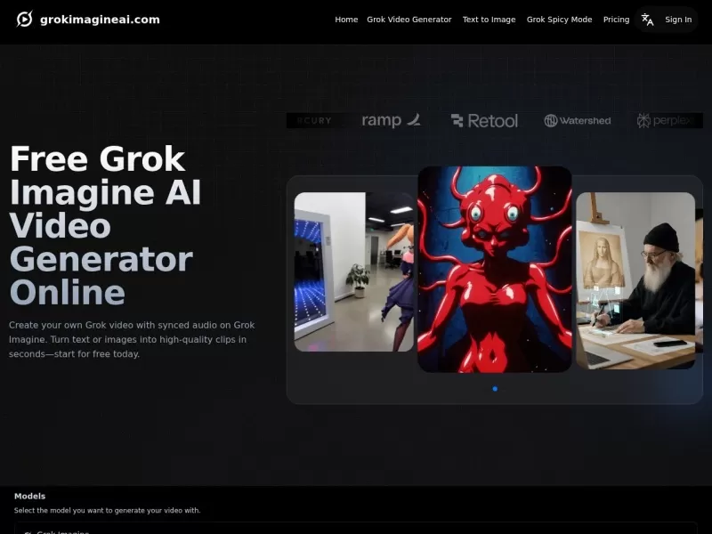 Grok Imagine AI网站截图