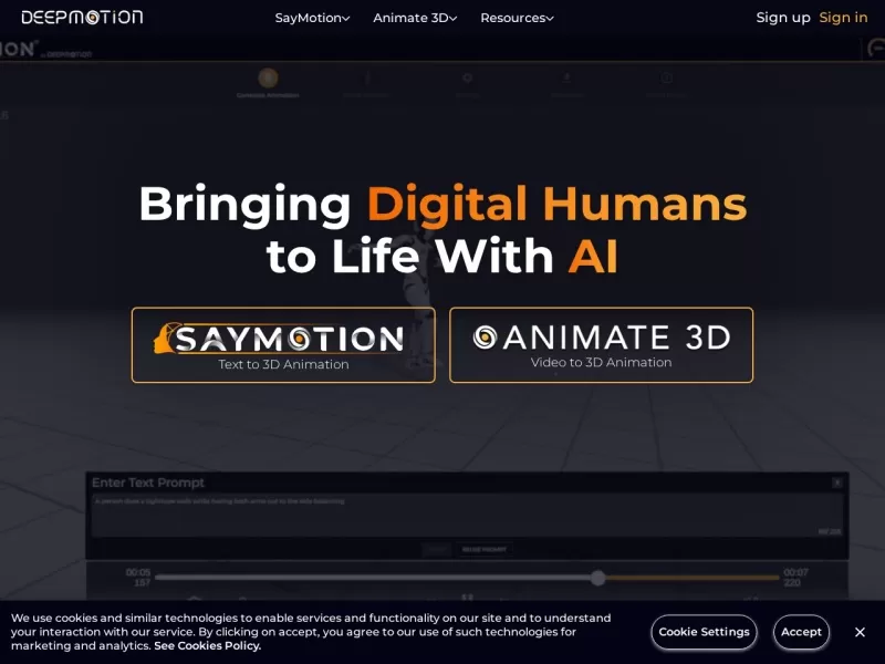 DeepMotion网站截图