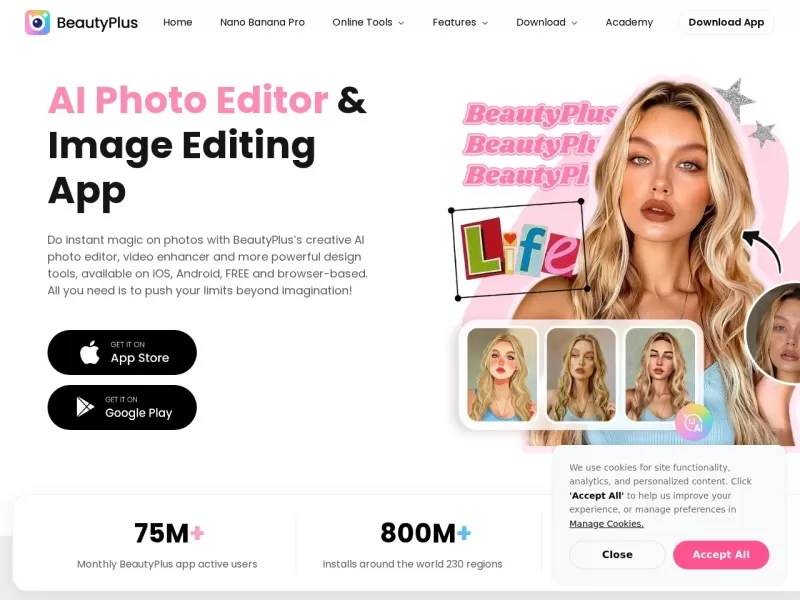 BeautyPlus网站截图