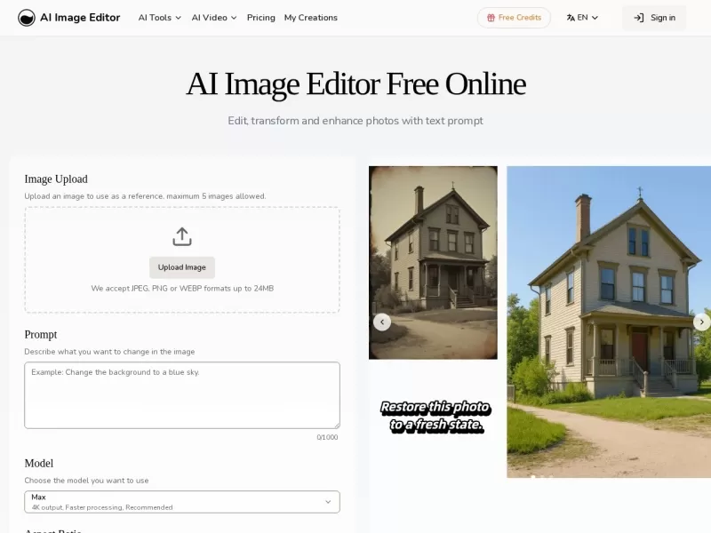 AI Image Editor网站截图