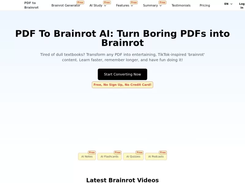 PDF To Brainrot AI网站截图