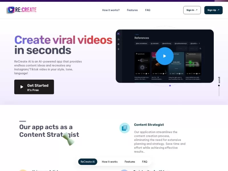 RECREATE AI网站截图