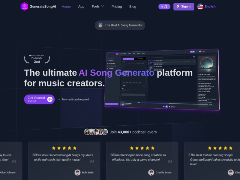 GenerateSongAI网站截图