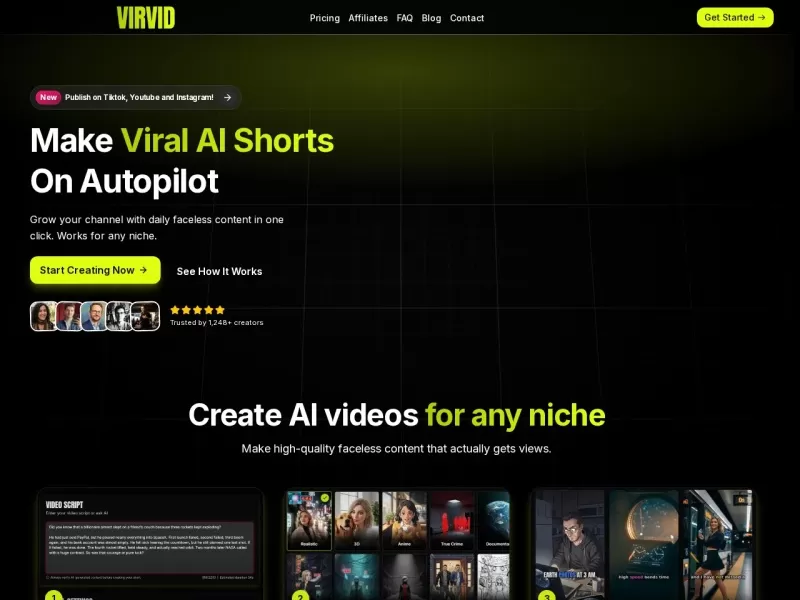 Virvid AI网站截图