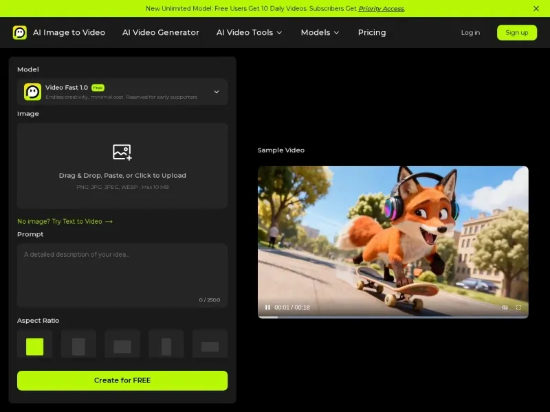 AI Image to Video Pro网站截图