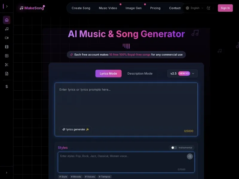 MakeSong网站截图