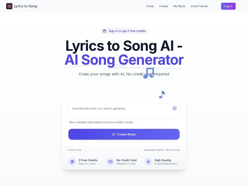 Lyrics To Song AI网站截图