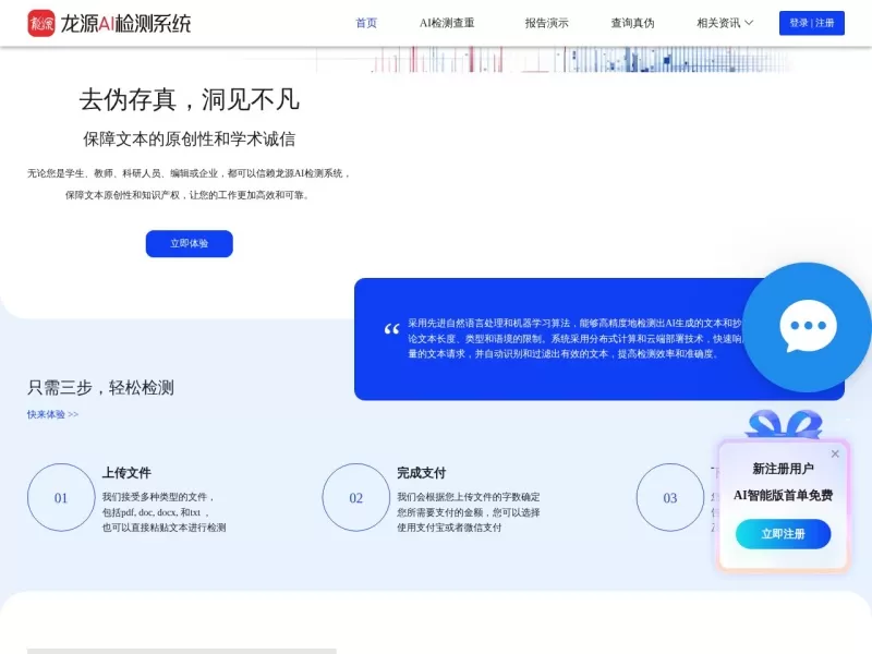 龙源AI检测网站截图