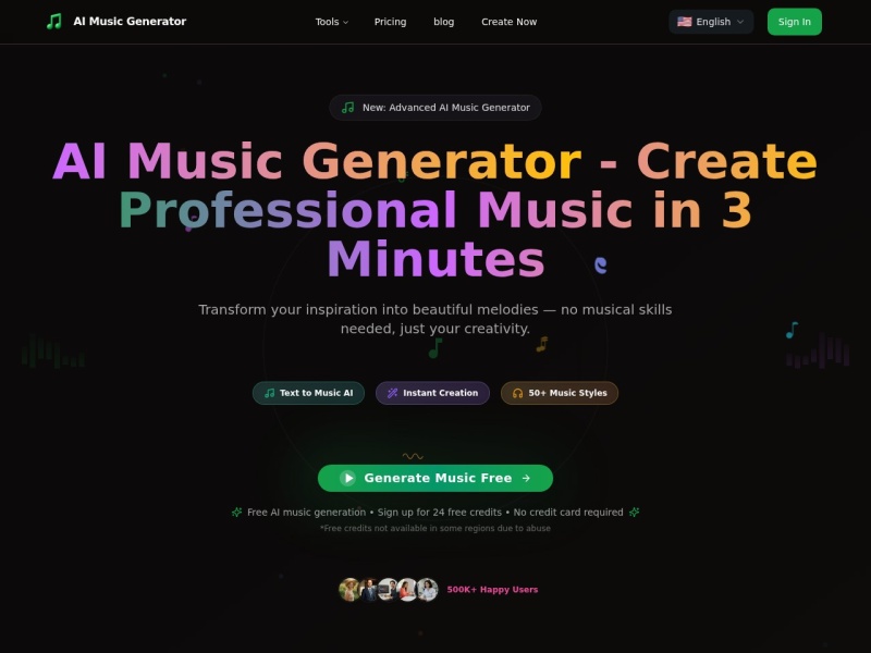 AI Music Generator网站截图
