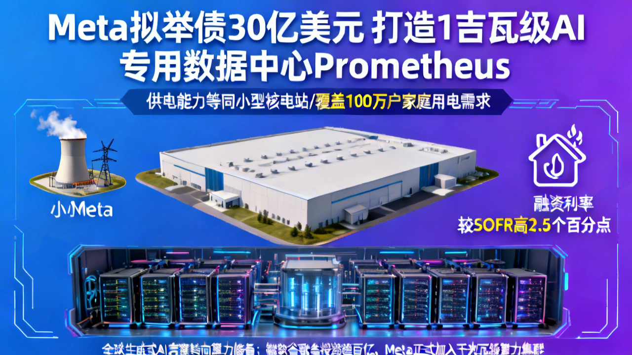 Meta拟举债30亿美元 打造1吉瓦级AI专用数据中心Prometheus
