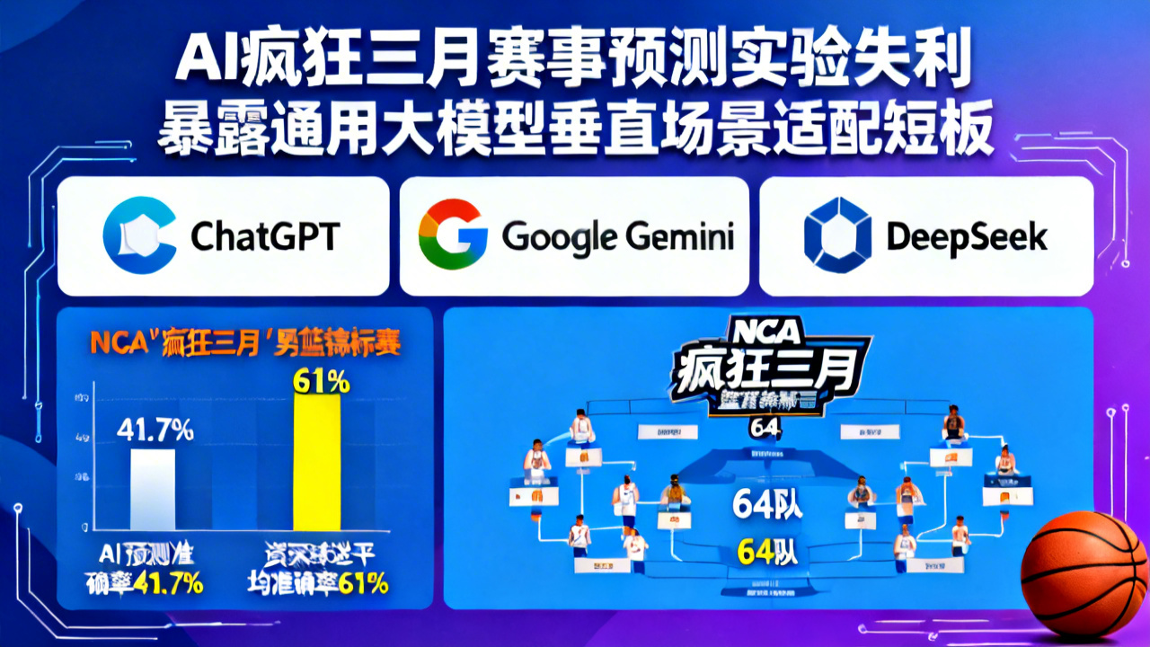 AI疯狂三月赛事预测实验失利 暴露通用大模型垂直场景适配短板