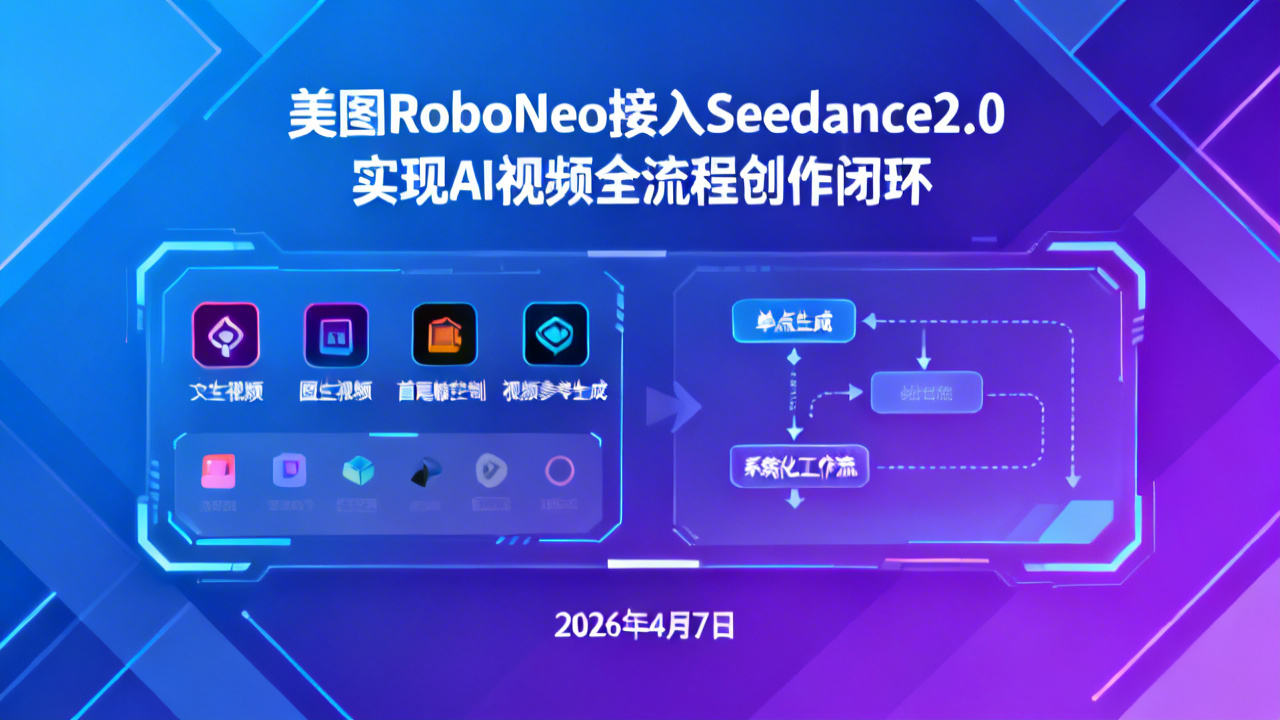 美图RoboNeo接入Seedance2.0 实现AI视频全流程创作闭环