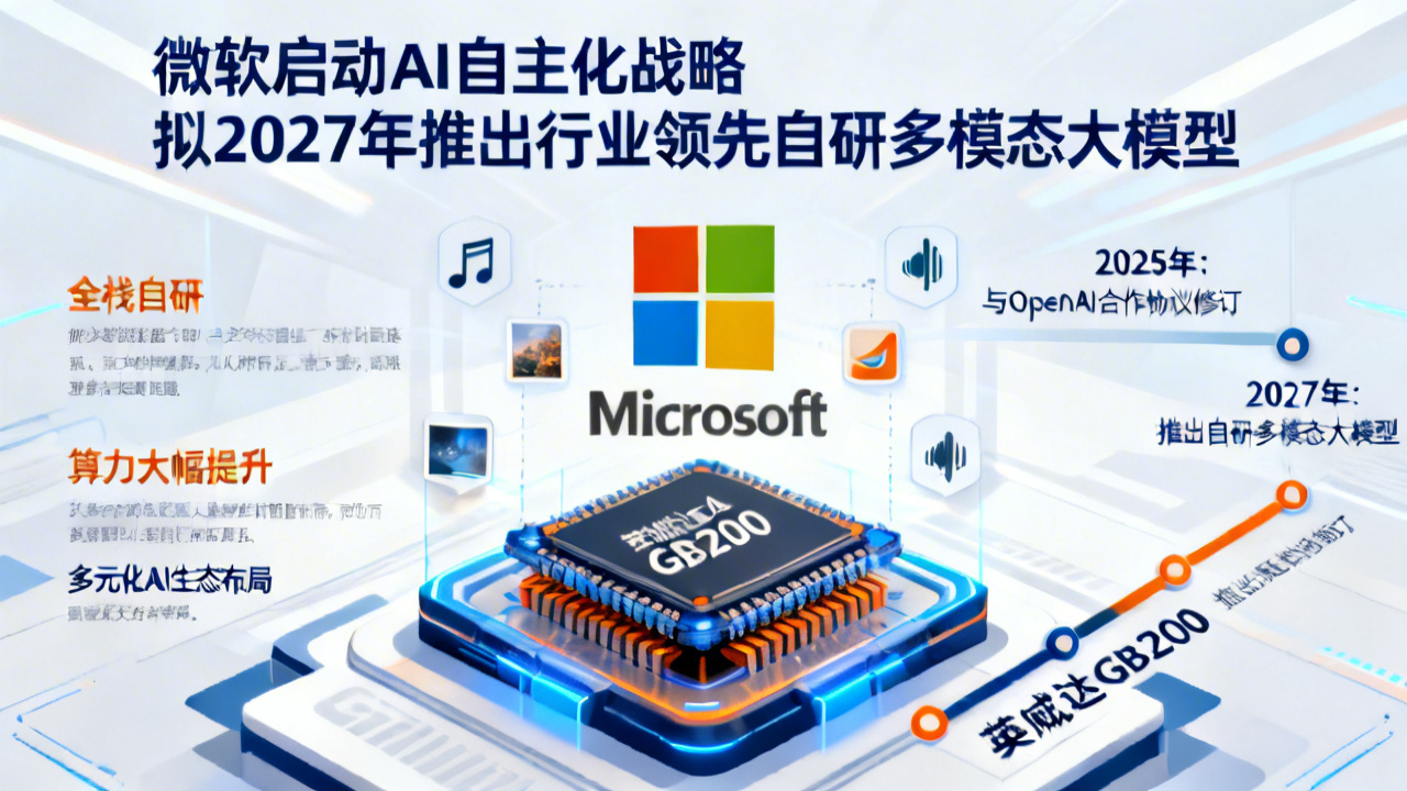 微软启动AI自主化战略 拟2027年推出行业领先自研多模态大模型