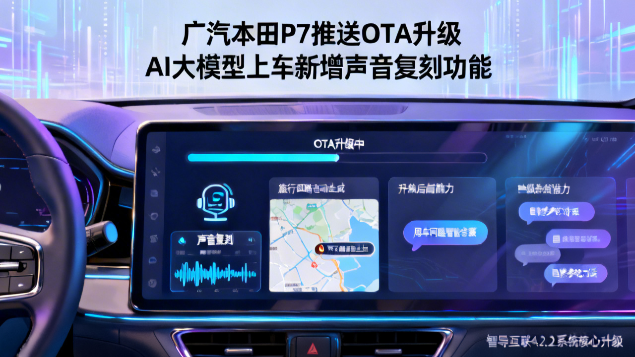 广汽本田P7推送OTA升级 AI大模型上车新增声音复刻功能