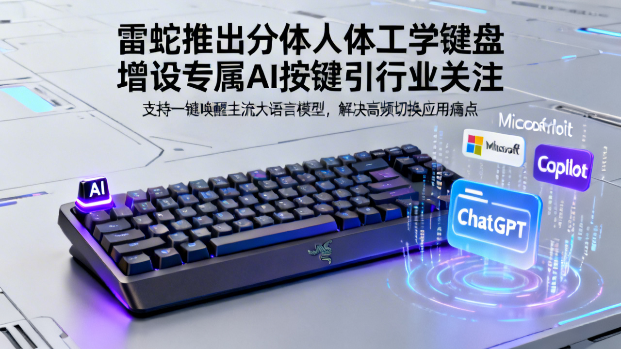 雷蛇推出分体人体工学键盘 增设专属AI按键引行业关注
