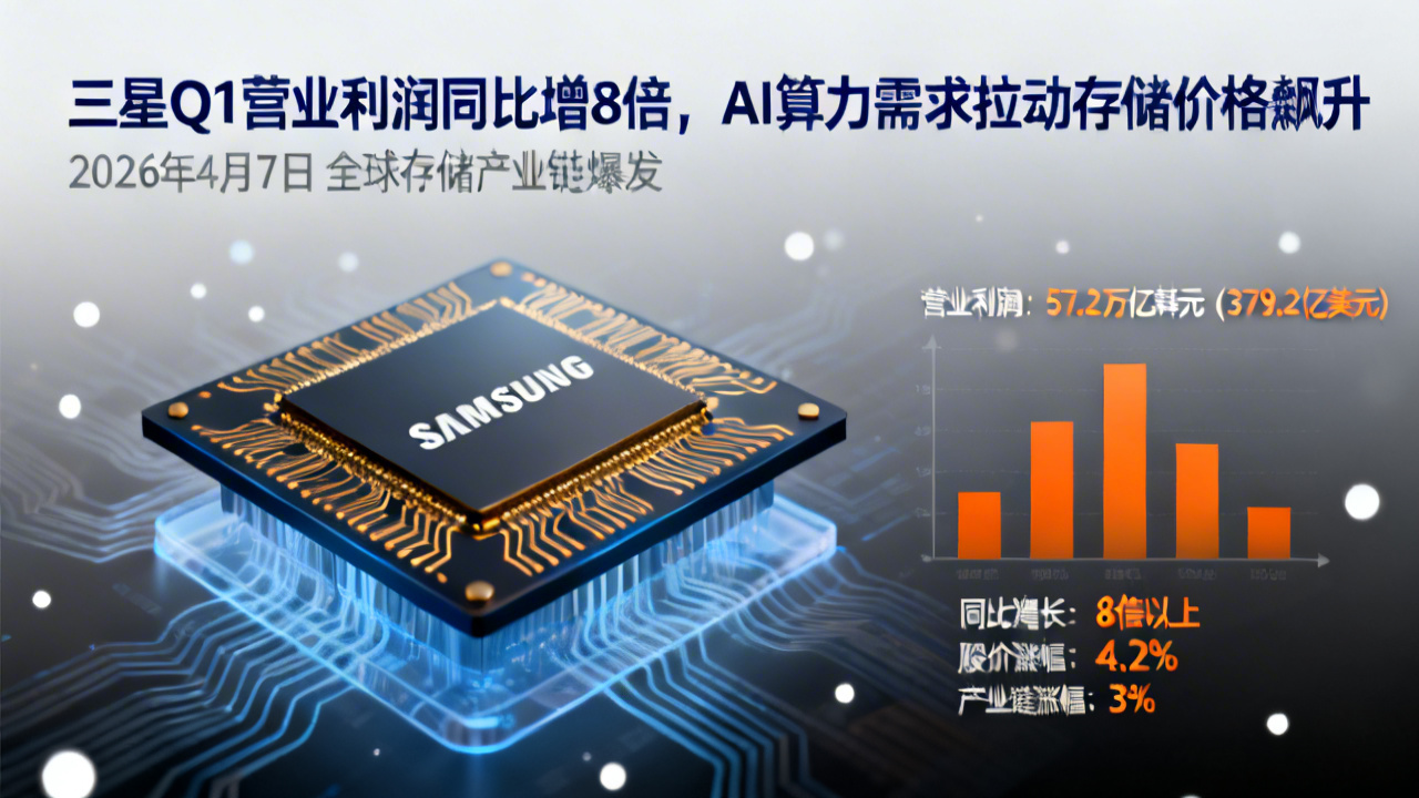 三星Q1营业利润同比增8倍,AI算力需求拉动存储价格飙升