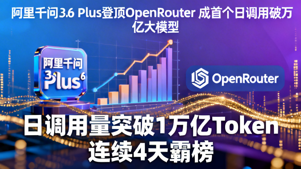 阿里千问3.6 Plus登顶OpenRouter 成首个日调用破万亿大模型