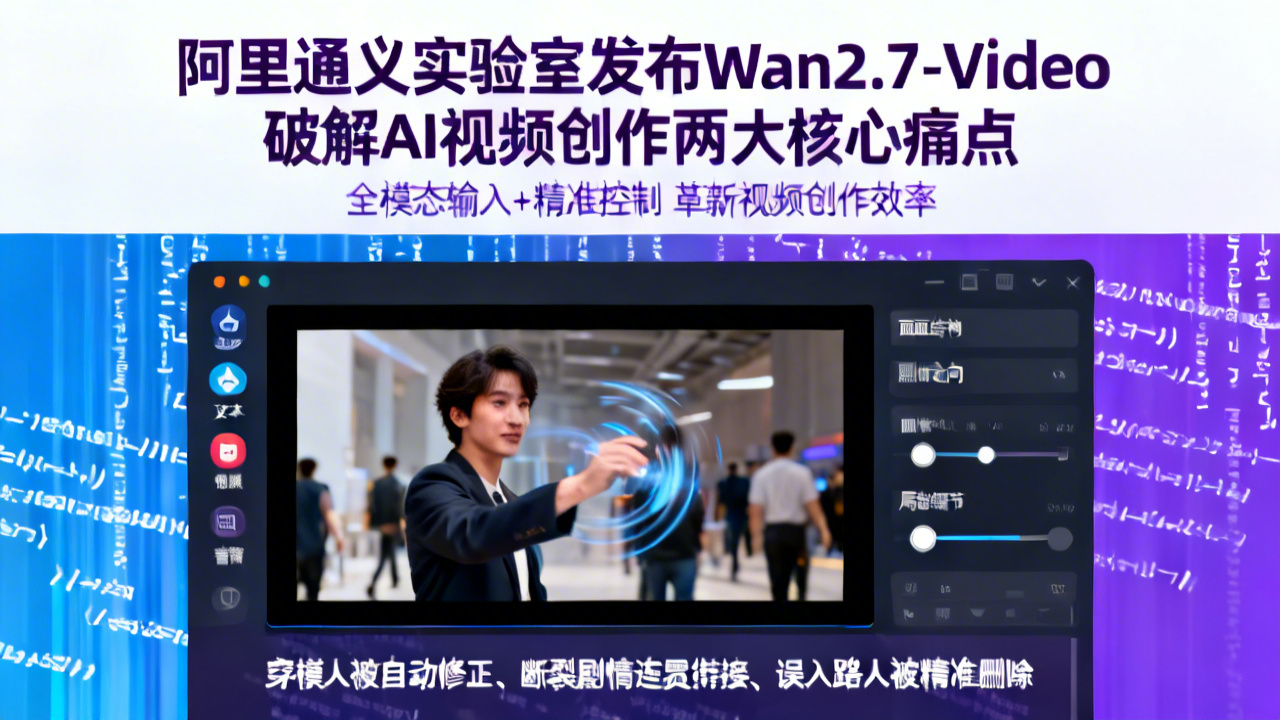 阿里通义实验室发布Wan2.7-Video 破解AI视频创作两大核心痛点