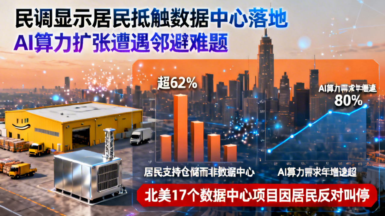 民调显示居民抵触数据中心落地 AI算力扩张遭遇邻避难题