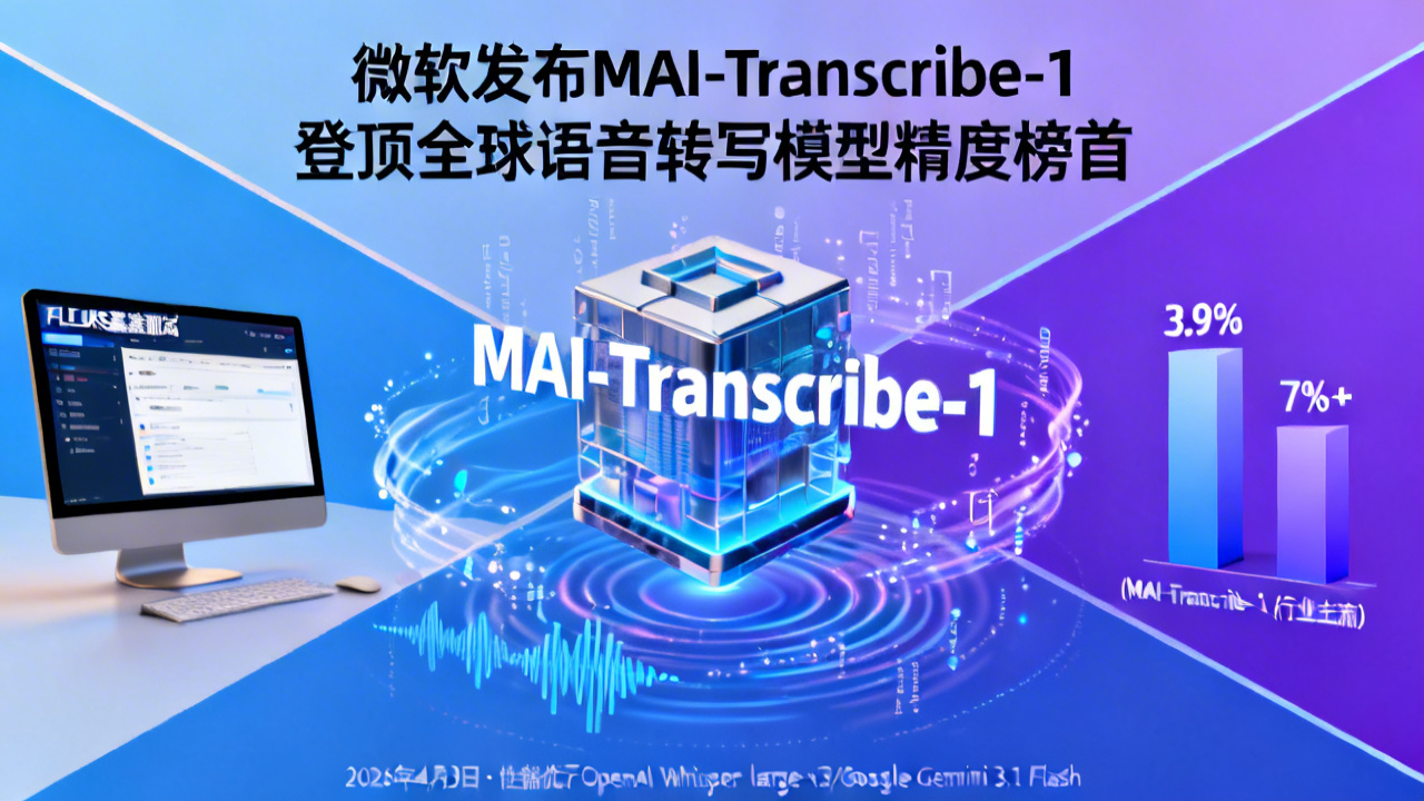 微软发布MAI-Transcribe-1 登顶全球语音转写模型精度榜首