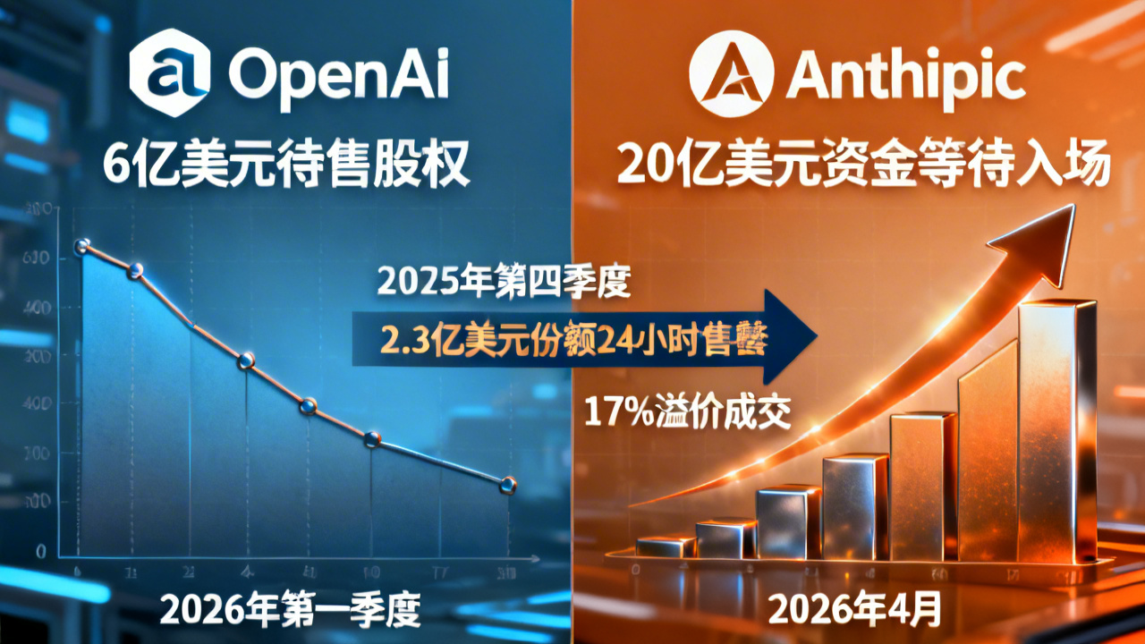 AI二级市场投资风向生变：OpenAI股权遇冷 Anthropic成新宠