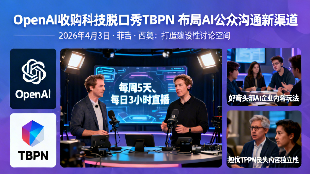 OpenAI收购科技脱口秀TBPN 布局AI公众沟通新渠道