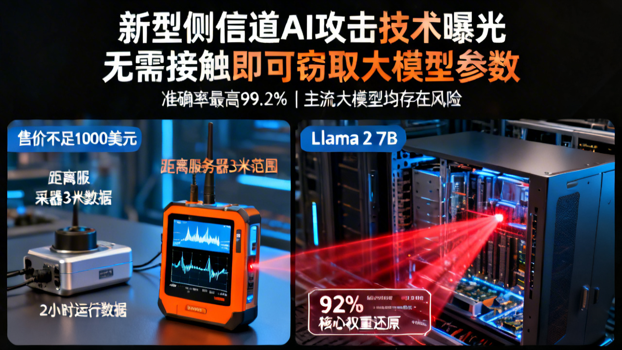 新型侧信道AI攻击技术曝光 无需接触即可窃取大模型参数