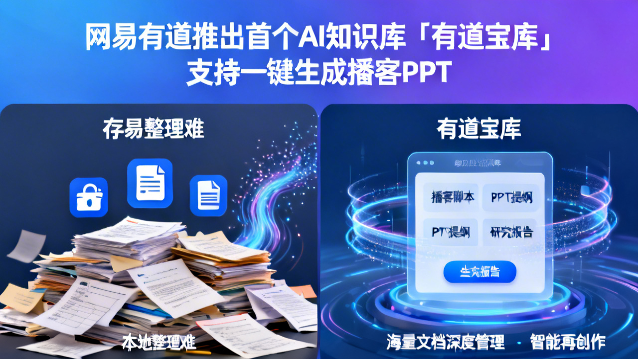 网易有道推出首个AI知识库「有道宝库」 支持一键生成播客PPT