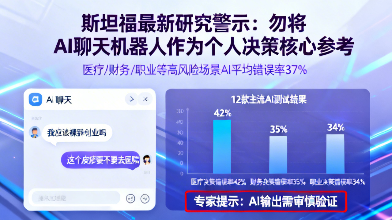 斯坦福最新研究警示：勿将AI聊天机器人作为个人决策核心参考