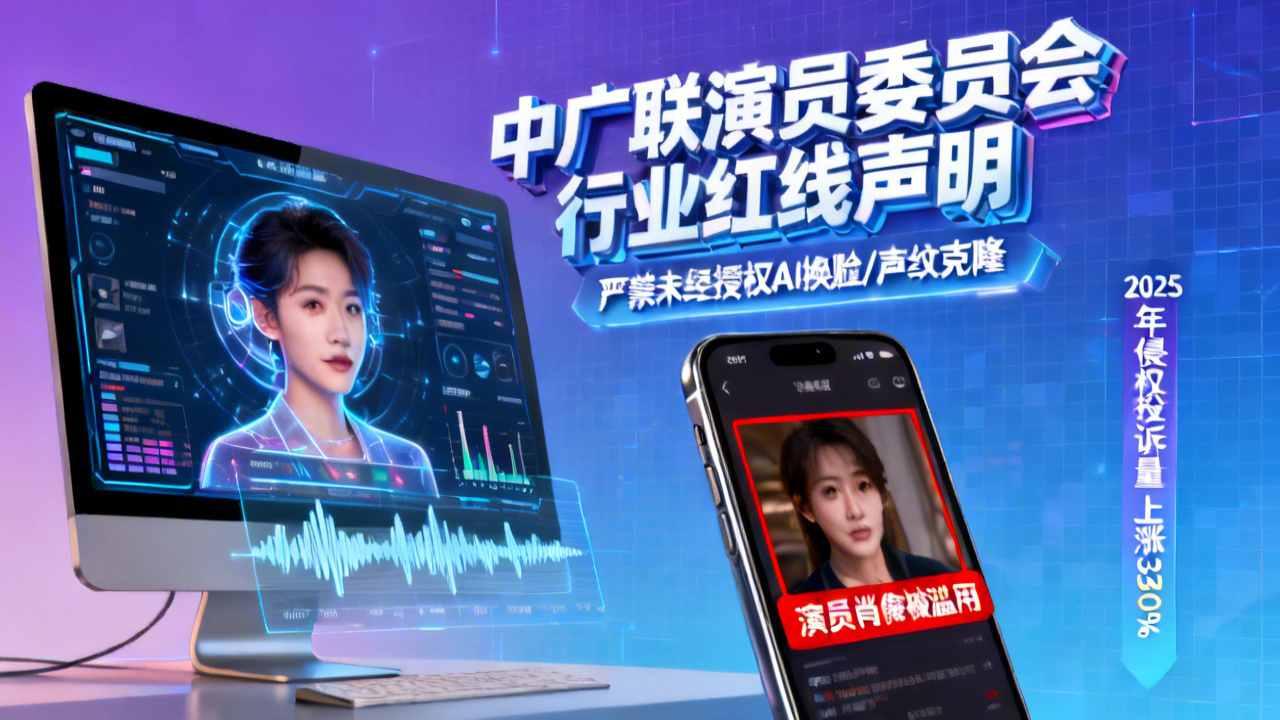 中广联演员委员会划定行业红线 严禁未经授权AI换脸声纹克隆