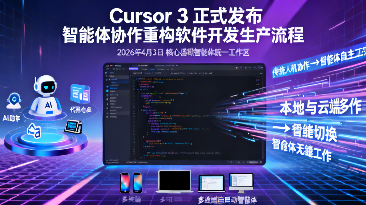 Cursor 3正式发布 智能体协作重构软件开发生产流程