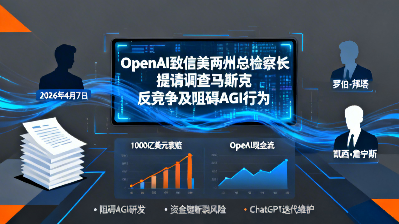 OpenAI致信美两州总检察长 提请调查马斯克反竞争及阻碍AGI行为