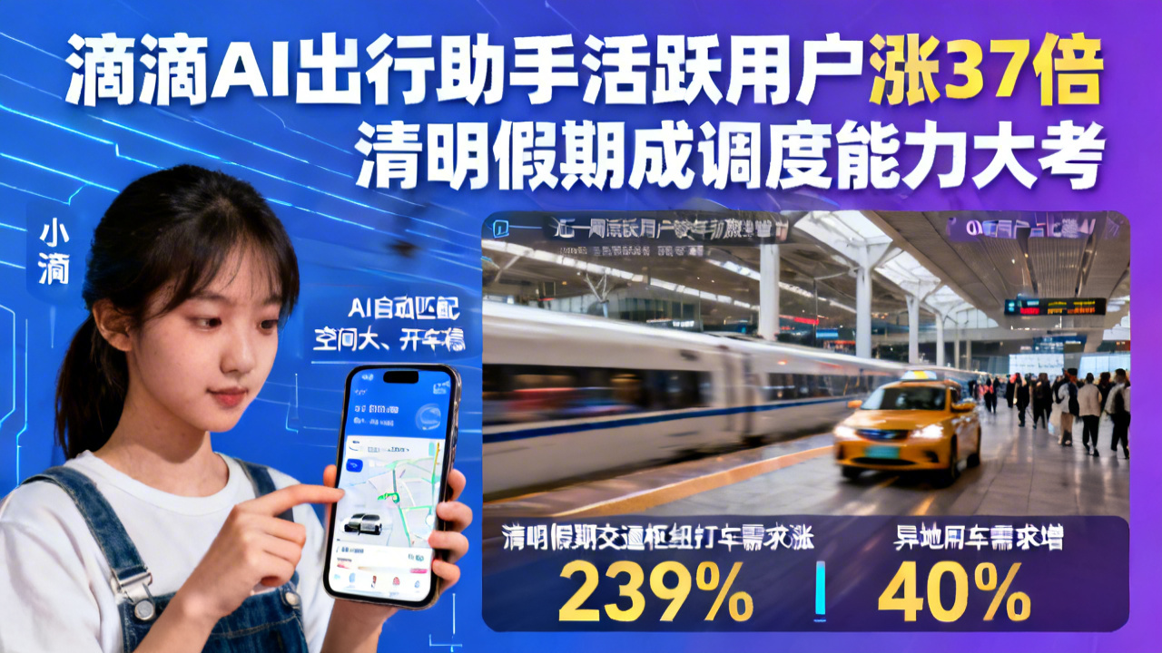滴滴AI出行助手活跃用户涨37倍 清明假期成调度能力大考