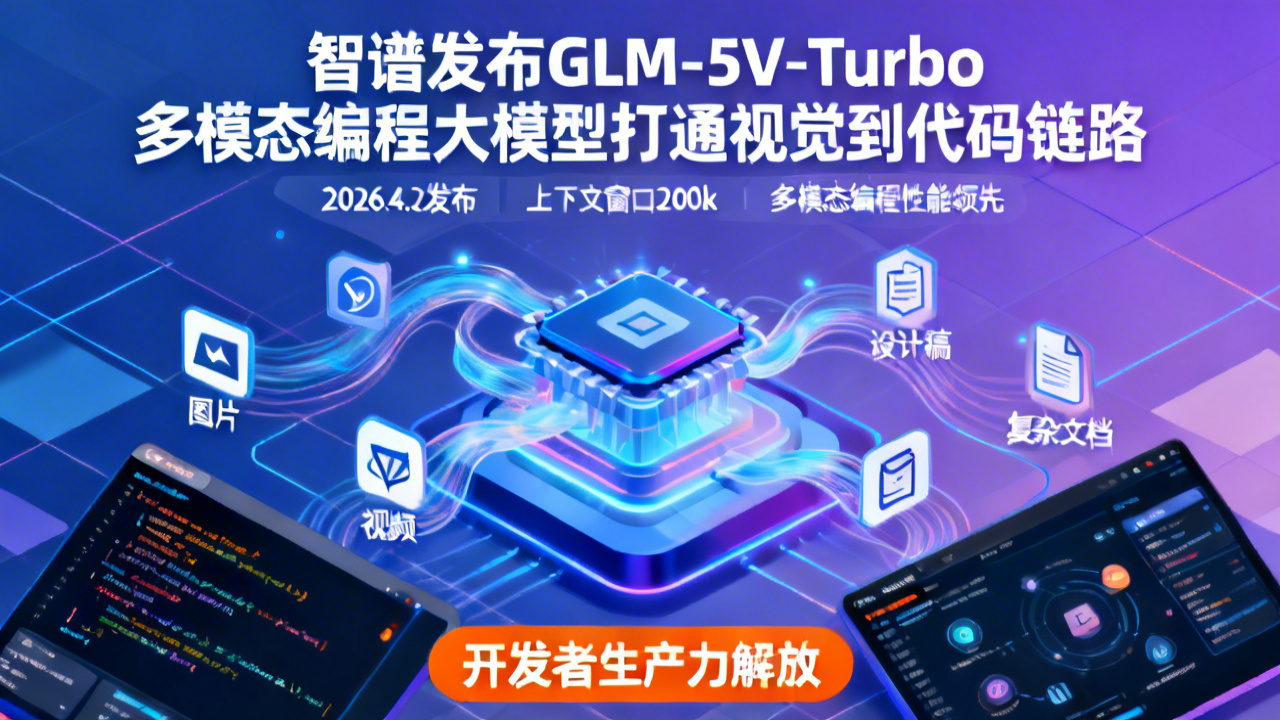 智谱发布GLM-5V-Turbo 多模态编程大模型打通视觉到代码链路