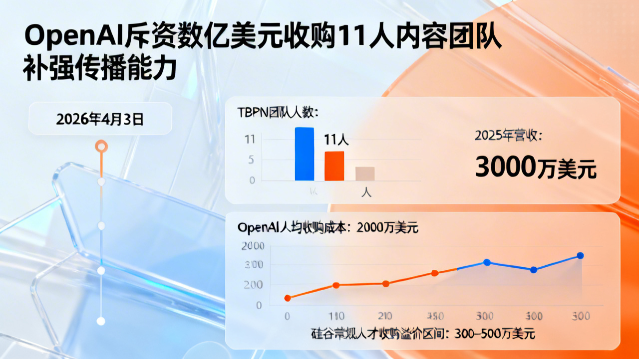 OpenAI斥资数亿美元收购11人内容团队 补强传播能力