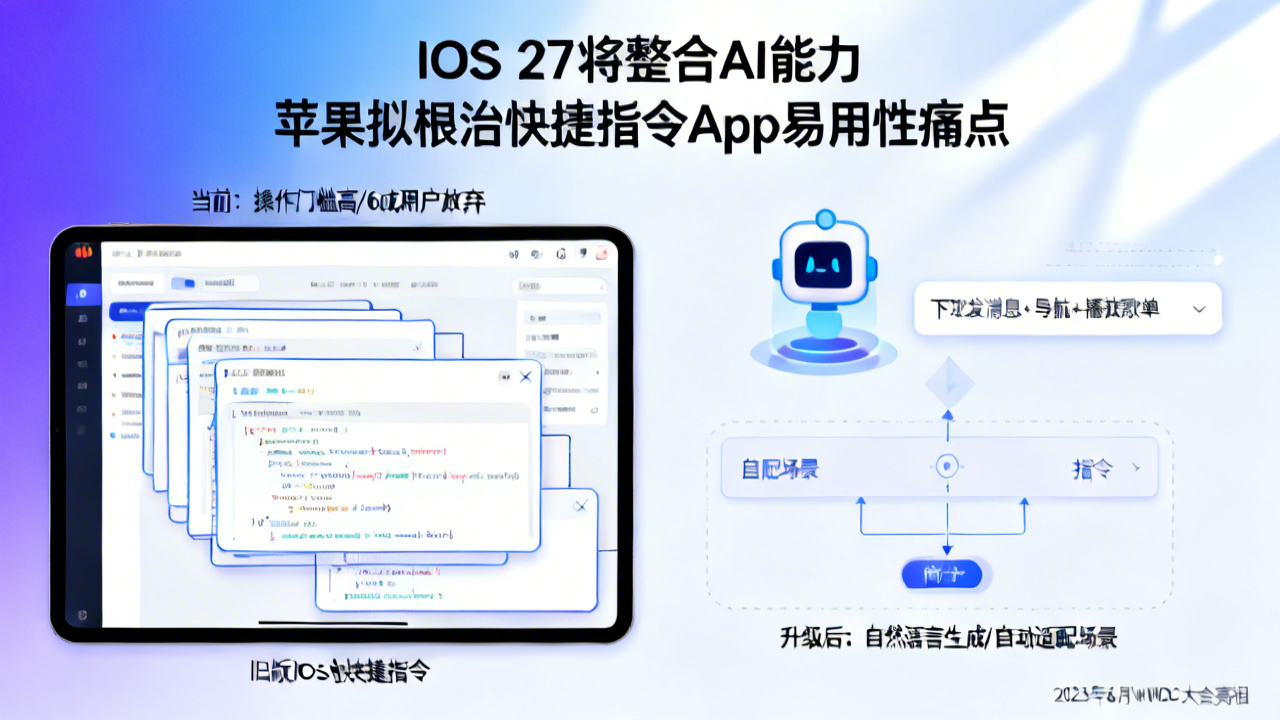 iOS 27将整合AI能力 苹果拟根治快捷指令App易用性痛点